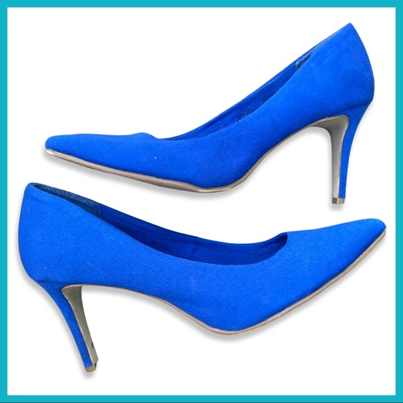 Old Navy Cobalt Blue Faux Suede Heels - Picture 3 of 3